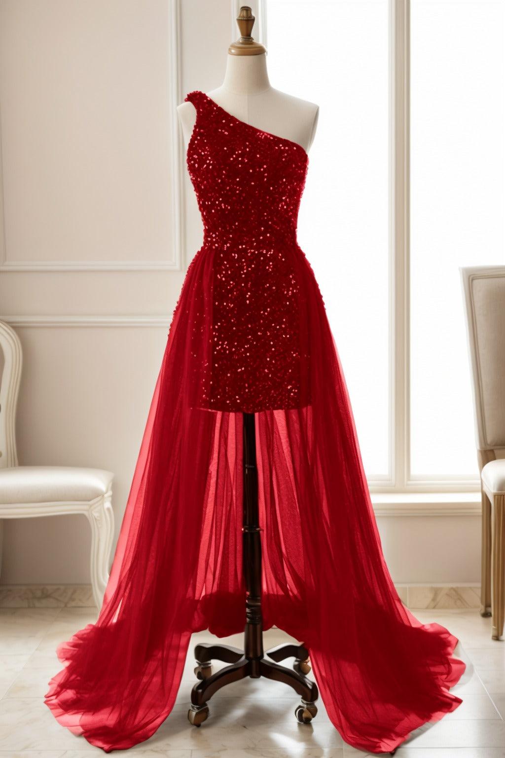Sheath-Column Sweep-Brush Train Sequined Prom Dress CS0467 - COCOMELODY