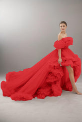 A-Line Court Train Tulle Prom Dress CS0406 - COCOMELODY