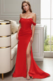 Sheath-Column Sweep-Brush Train Elastic Cloth Prom Dress CS0462 - COCOMELODY