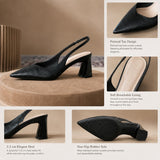 Croc Embossed Pointed Toe Slingback Pumps Block Heel Shoes 1039842418241