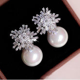 925 Silver needle shell pearl earrings 44806862656 - COCOMELODY