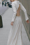 Sheath-Column Chapel Train Satin Wedding Dress 812092434428 - COCOMELODY