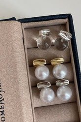Minimalist Twist Bar Pearl Earrings 1067554457573