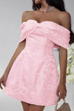 A-Line Mini Jacquard Satin Dress 911548528871 - COCOMELODY