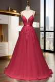 A-Line Sweep-Brush Train Tulle Prom Dress CS0464 - COCOMELODY