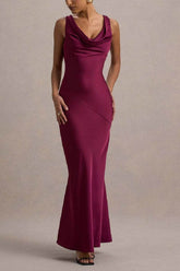 Trumpet-Mermaid Maxi Luxe Satin Semi-Formal Dresses 895917818892 - COCOMELODY