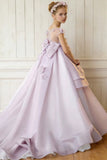 Illusion Tiered Asymmetrical Ruffle Sweep-Brush Train Flower Girl Dresses 673284486583