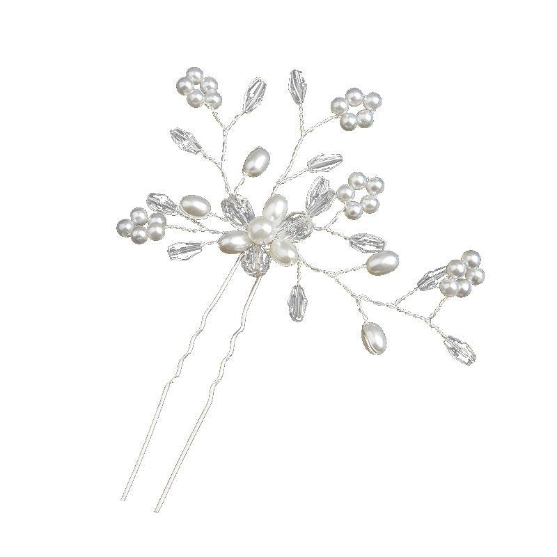Pearl Bridal headpiece White Crystal hairpin Wedding accessories Hairpin Wedding accessories 613386276979 - COCOMELODY