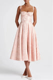 A line Tea Length Jacquard Satin Wedding Guest Dress 1038699395137