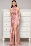 Sheath-Column Sweep-Brush Train Silk-Like Prom Dress CS0431 - COCOMELODY