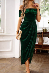 Sheath-Column High-Low Velvet Cocktail Dresses 727728094703 - COCOMELODY