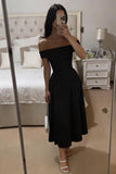 A-Line Midi Satin Formal Wedding Guest Dresses B0DS8NJRR3