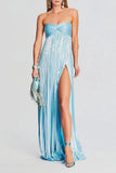 A-Line Floor Length Bronzing Fabric Wedding Guest Dress 971542045191