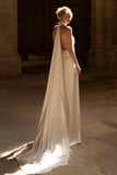 Sheath-Column Sweep-Brush Train Elastic Cloth Wedding Dress 816860315146 - COCOMELODY
