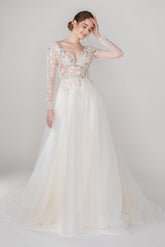 A-Line Court Train Tulle Lace Wedding Dress CW2535 - COCOMELODY