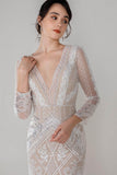 Trumpet-Mermaid Court Train Lace Wedding Dress CW2532CR - COCOMELODY