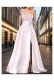 A-Line Sweep-Brush Train Silk-Like Prom Dress CS0456 - COCOMELODY