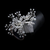 White hand alloy pin-comb Crystal tiara Bridal hair Comb Pearl tiara 628757223737 - COCOMELODY