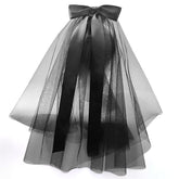 Vintage dark veil with large bow streamer 631802827806 - COCOMELODY