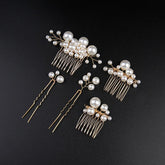 White Pearl Bridal Combs 5 PIeces 632498627705 - COCOMELODY
