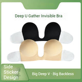 Deep U-shaped invisible bra One piece strapless super tucked-in wing traceless 691292759521 - COCOMELODY