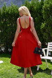 A-Line Midi Satin Formal Evening Dresses B0F4MVVXTZ - COCOMELODY