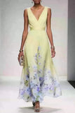 A-Line Tea Length Chiffon Wedding Guest Dress 922638194251