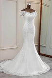 Trumpet-Mermaid Sweep-Brush Train Lace Tulle Wedding Dress 670594800287 - COCOMELODY