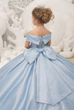 Off The Shoulder Floor Length A-Line Bow Flower Girl Dresses 668969870914