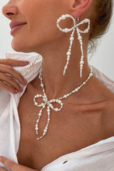 Classic Pearl/ Wedding Earrings/Necklace Jewelry Sets (Set of 2) 911142632859 - COCOMELODY