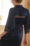 Personalized Bridesmaid Robes Sexy Lace Trim Satin Robes 878048482459 - COCOMELODY