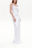 Sheath-Column Sweep-Brush Train Silk-Like Little White Dress 100044 - COCOMELODY