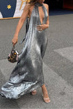 A-Line Ankle Length Bronzing Fabric Wedding Guest Dress 950314246285