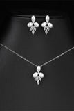 Pearl/Zircon Wedding Earrings/Necklace Jewelry Sets (Set of 2) 908290660503 - COCOMELODY