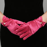 Multicolored Fingertips Wrist Length Satin Gloves 739618529604 - COCOMELODY