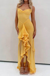 Trumpet-Mermaid High-Low Tulle Semi Formal Wedding guest dresses 833386514721 - COCOMELODY