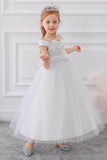 Ball-Gown/Princess Off the Shoulder Tulle Floor-length Flower Girl Dresses 598054757127 - COCOMELODY