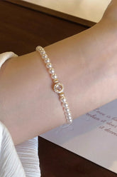 Luxury Pearl Beaded Bracelet Plated Cubic Zirconia Ring Charm 945769131649