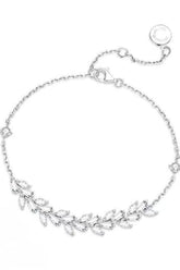 CZ Inlaid Bracelet Adjustable Thin Chain White Copper Silver 926000156001