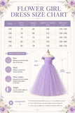 Elegant Floral Shoulder Ruched Bodice Tulle Flower Girl Dresses 890443747250