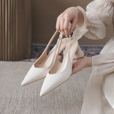 Croc Embossed Pointed Toe Slingback Pumps Block Heel Shoes 1039842418241