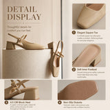 Slingback Block Heel Adjustable Strap Square Toe Shoes 895592040999