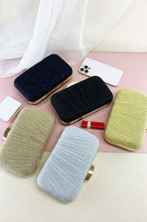Elegant Shimmer Pleated Evening Clutch Bag Multi-Color 702952235325