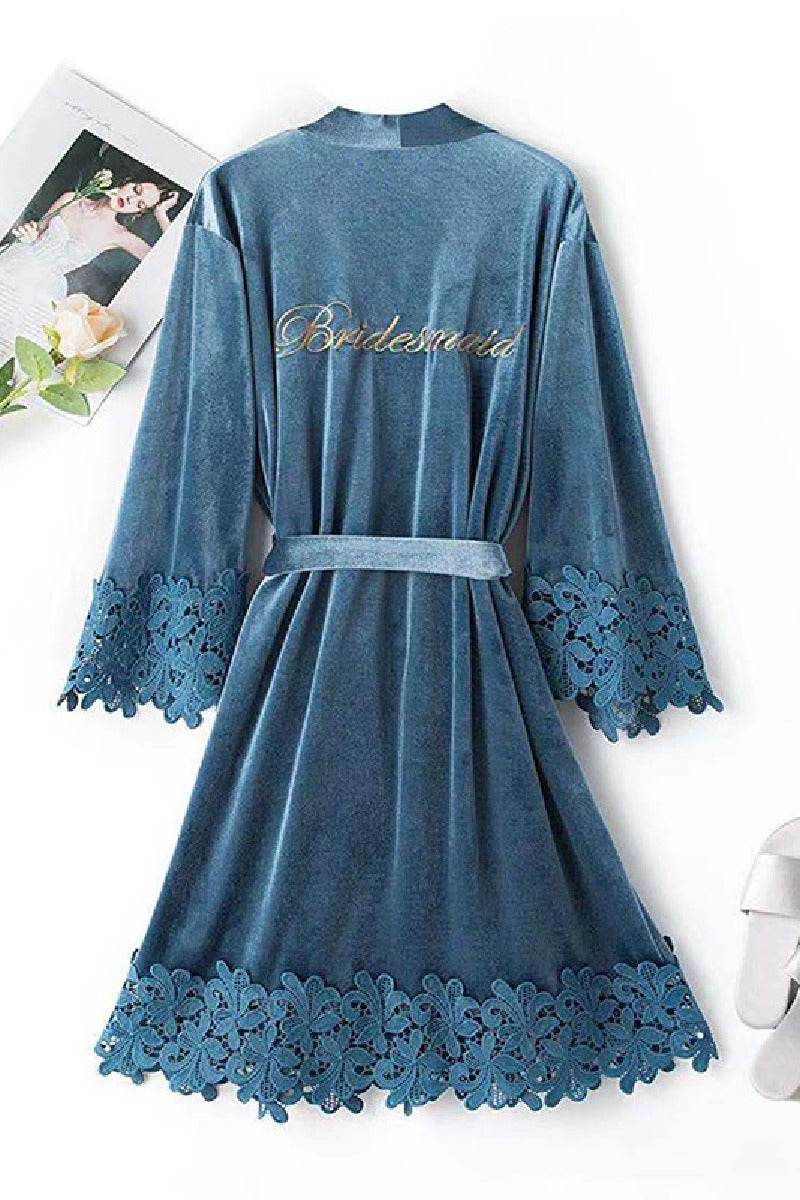 Velvet Knee Length Robe For Bridesmaid 632592493236 - COCOMELODY