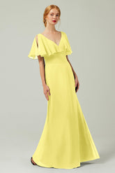 Sheath-Column Floor Length Chiffon Bridesmaid Dress Formal Dresses CB0341 - COCOMELODY