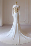Trumpet-Mermaid Chapel Train Satin Wedding Dress 709401175387 - COCOMELODY
