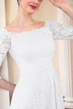 A-Line High-Low Lace Little White Dress 100024 - COCOMELODY
