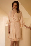 Personalized Bridesmaid Robes Sexy Lace Trim Satin Robes 878048482459 - COCOMELODY