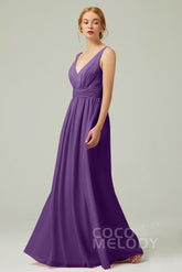 A-Line Floor Length Chiffon Bridesmaid Dress CB0318 - COCOMELODY