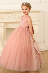 A-Line Floor Length V-Neck Sleeveless Flower Girl Dresses 1031747143531